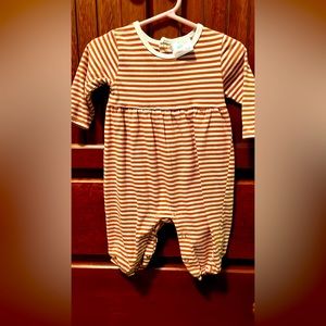 Stitchy Fish pant bubble. Size 9 months. Pumpkin orange and beige stripe.